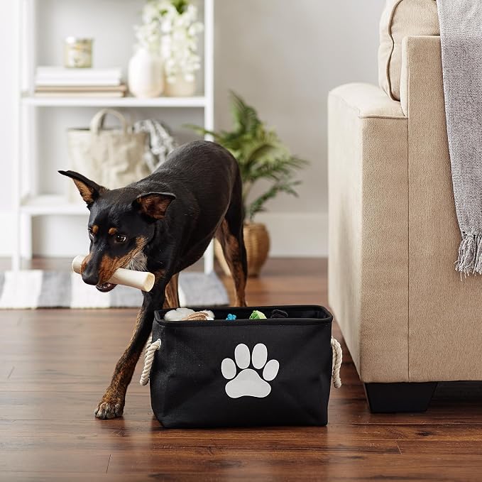 Bone Dry Pet Storage Collection Collapsible Bin, Black, Small Rectangle