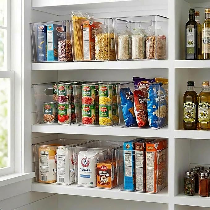 Sorbus Clear Storage Bins 4 Pack Extra Large – BPA-Free Clear Bins for Organizing Pantry, Toys & Laundry | Clear Storage Containers with Handles, 13.75x9.75x8.75