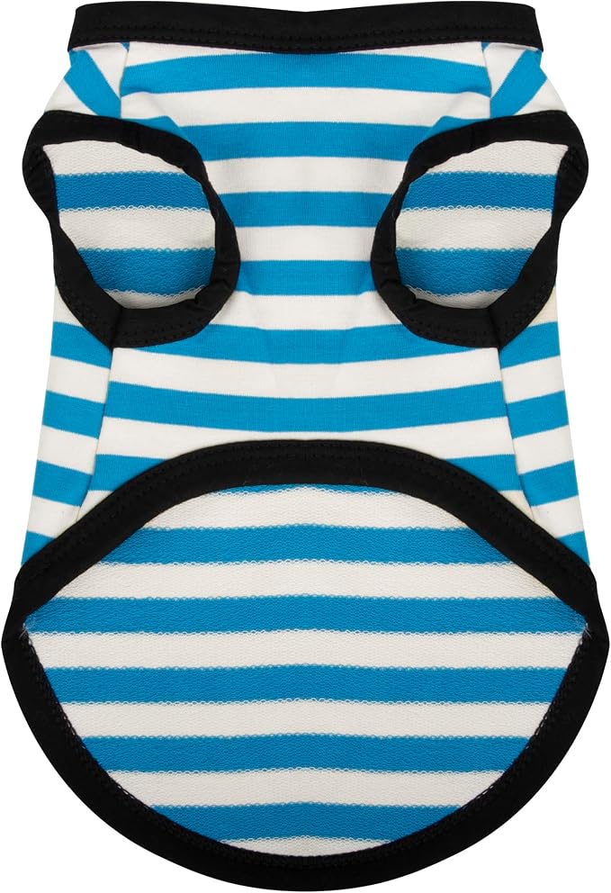 Paiaite Dog Shirt Striped Cotton Sleeveless Tank Top Blue M
