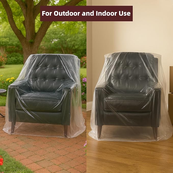 Yotelab Plastic Chair Cover for Moving and Storage, 42Wx34Dx65H/48H Inch | Open, No Seal, Clear Moving Bags for Recliner, Armchair, Patio Chair, or Other Bulky Furniture