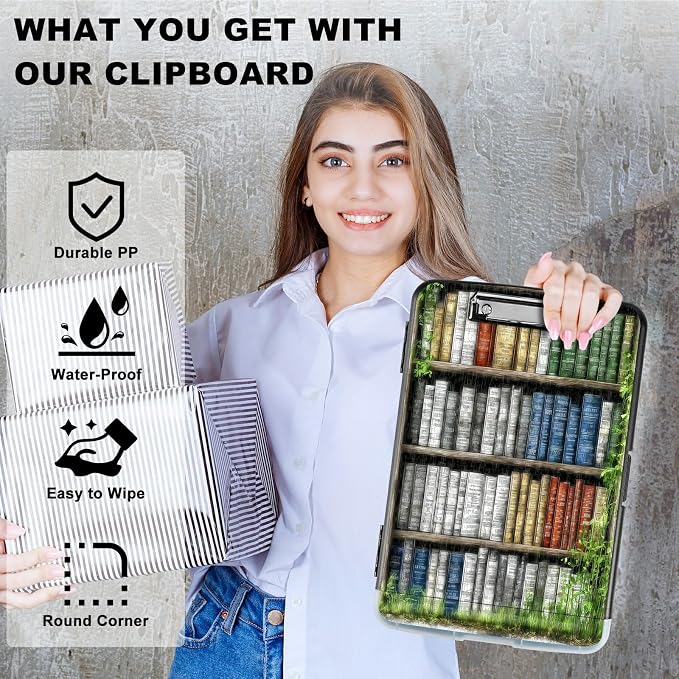 A4 Clipboard with Storage Pen Holder, Clipboards Organizer Nursing Clipboard Foldable File Folder Plastic Clipboard Folio Clip Board for Office Work Classroom Doctor, Green Books