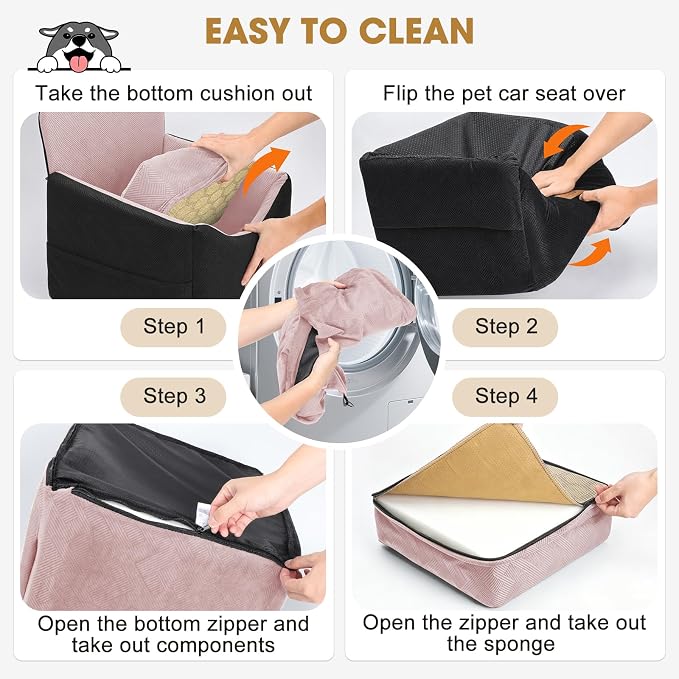 JOEJOY Dog Car Seats for Small Medium Dogs Under 35lbs, Dog Booster Seat with Detachable Washable Cover and Cushion, Memory Foam Pet Car Seat with Safety Belt and Storage Pockets (BP)