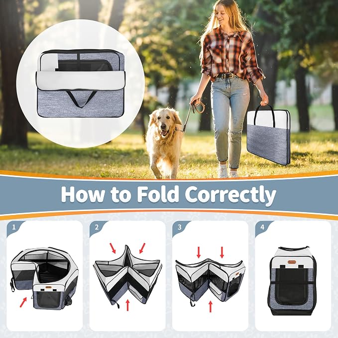Seiyierr Dog Playpen, Portable Pet Play Pen Foldable Carrying Case, Puppy Pens Outsid for Small Cat Indoor/Outdoor, Removable Mesh Shade Cover