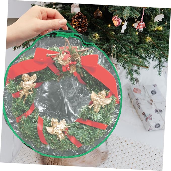 1pc Xmas Storage Bag with Clear Window Garland Holder for Holiday Wreaths Design for and Organization Decoration Storage