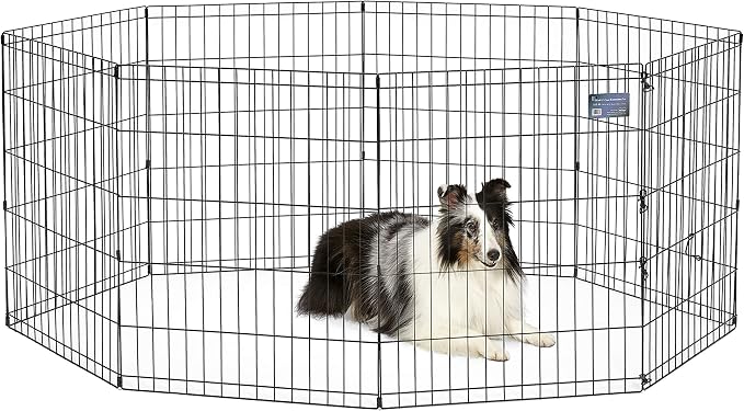 MidWest 30-Inch Exercise Pen, No Door, 16 Sq Ft Play Area | for Indoor and Outdoor Use, No Door Design for Maximum Security, Easy to Set Up, Foldable Playpen