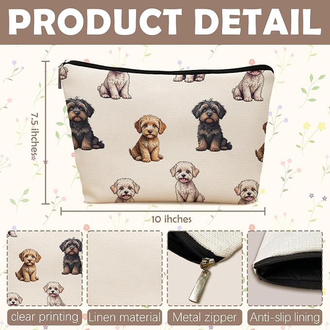 Cavapoo Dog Makeup Bag, Cavapoo Lovers Gifts Cosmetic Bag for Women, Dog Mom Lovers Owner Gifts for Women Christmas, Pet Lover Gift Zipper Travel Makeup Pouch for Purse