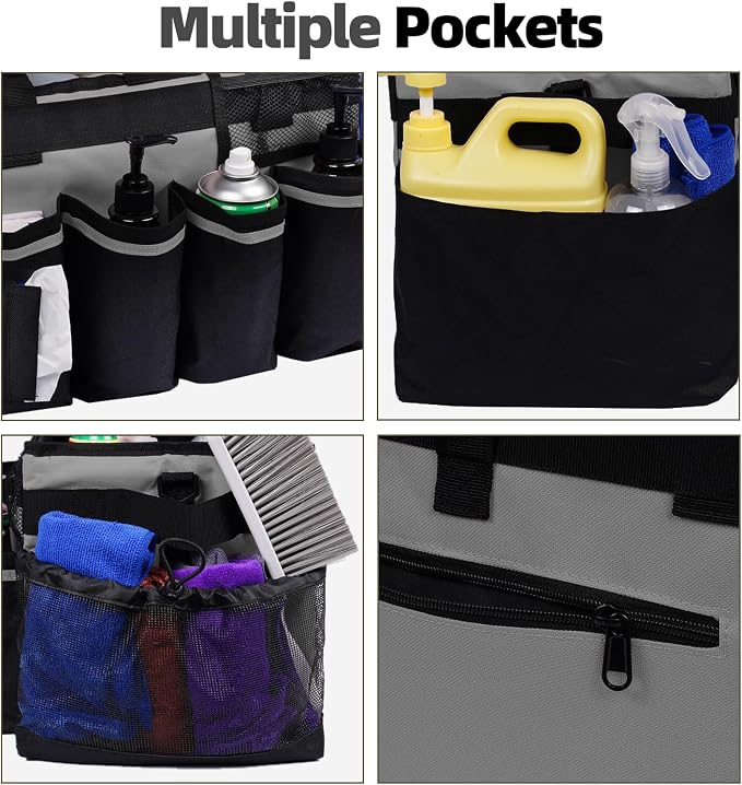 2 Large Cleaning Supplies Bags for Housekeepers for Kitchen, Grey