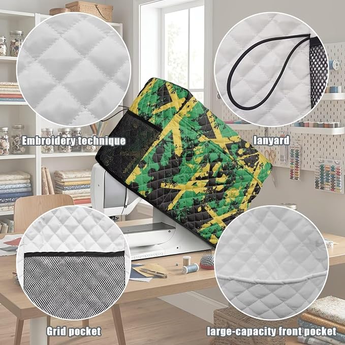 Sewing Machine Cover Polyester Febric Distressed Jamaica Camo | Dust Pet Hair Protection,Quilting Design,Fits Standard Singer,Brother Janome Machines,Protecting Decorating Your Sewing Space