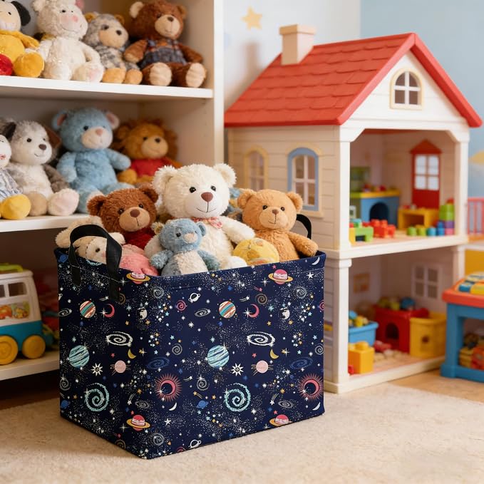 Rectangular Star baskets,Storage Basket,Waterproof foldable laundry basket for Kids,Cute Toys Storage Bin Organizer,Book bins,Starry Sky Galaxy Room Decor(Stars)