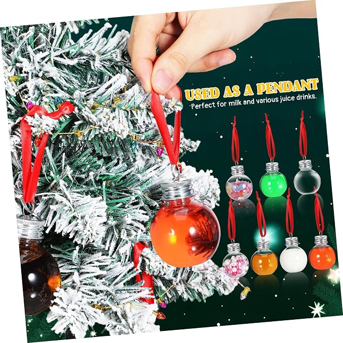 Healeved Candy Spill Bottle 50ml 10pcs Pendant Proof Lid Christmas Pet | Party Decoration Pendant, Festive Holiday Style, Silver Finish, for Beverage Storage and Candy Packaging