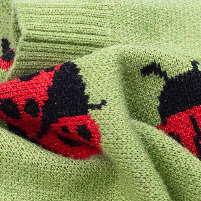 Fitwarm Ladybug Dog Sweater, Warm Dog Winter Clothes for Small Dogs Boy Girl, Pet Outfit, Green, Red, Black, XS