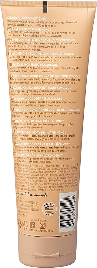 Pet Head Sensitive Soul Dog Conditioner | Coconut Scent | Conditioner for Dogs with Sensitive Skin | Professional Grooming | Vegan | pH-Neutral | Gentle Formula for Puppies | Made in USA | 8.4 fl. oz.