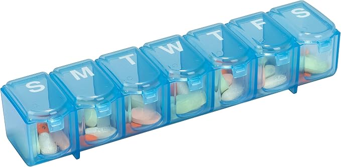 EZY DOSE Weekly (7-Day) Pill Case, Medicine Planner, Vitamin Organizer Box, Large Push N' Pop Open Compartments, Convenient and Easy to Use, Color May Vary, BPA Free | Vitamin & Prescription Medicine Case, Push N' Pop Open Compartments, Convenient & Ea...