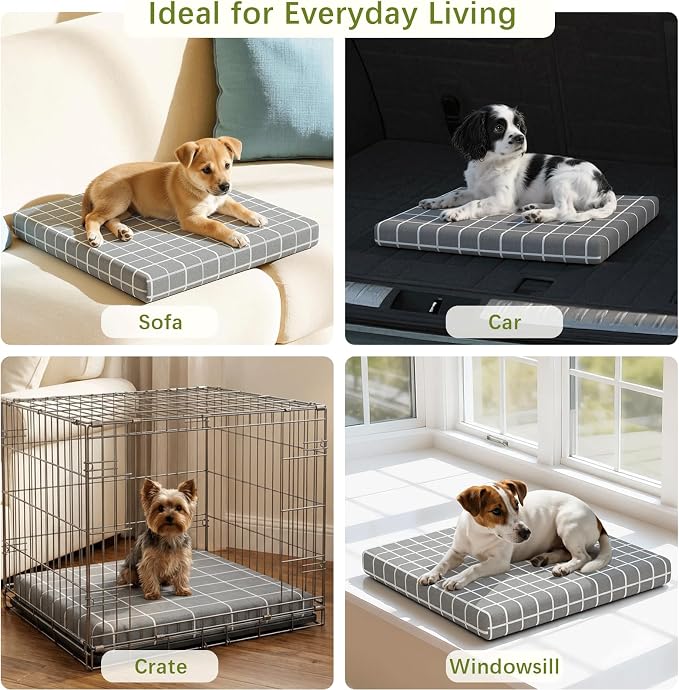 17 in Dog Bed Mat, Foam-Filled Crate Mat with Removable Cover | Breathable pet pad with removable cover for crate training, couch lounging, and travel; comfortable foam-filled design