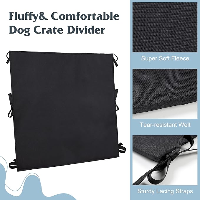 Leekalos Soft Dog Crate Divider Panel (Divider Only, Without Crate) | Warm Thick Dog Kennel Divider with Ties, Dog Crates Accessories for Puppy Crate Training