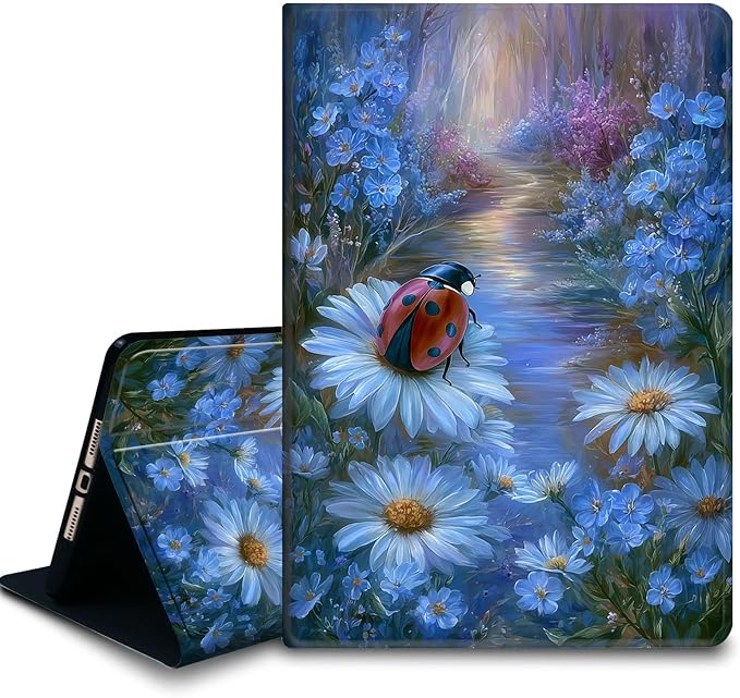 Bxgolkgd Tablet Case for Samsung Galaxy Tab A9 Plus/A9+ 5G 11 Inch 2023(SM-X210/X215/X216/X218),Shockproof Stand Cover with Heat Dissipation,Auto Wake/Sleep Function,Ladybug Flower Art