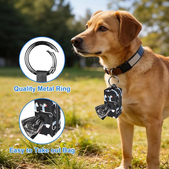 2pack Dog Poop Bag Holder Zippered Pet Waste Bags Dispenser