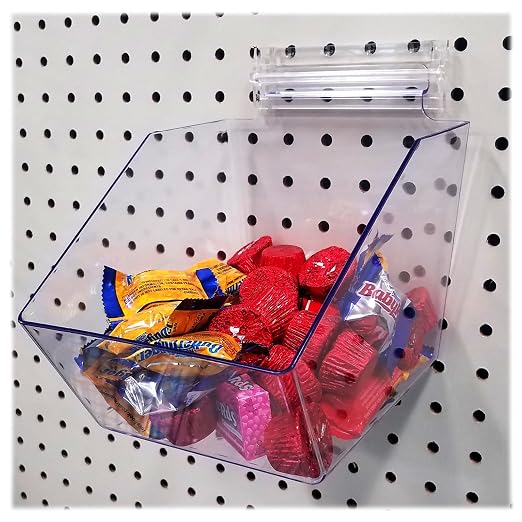 Clear Pegboard Acrylic Bins, Small Bin for Peg Wall - 6" L x 5.5" H x 7.5" D - 10 Pack