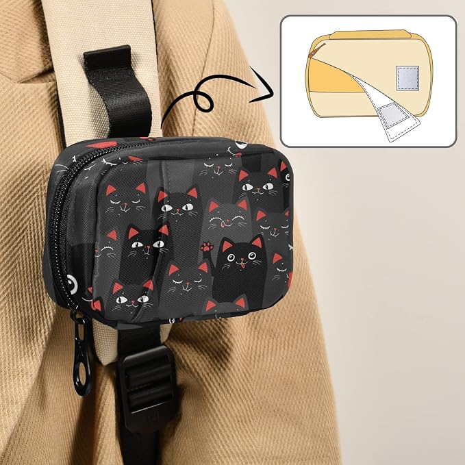 Black and Grey Cats Pill Box 7 Day Pill Case Travel Pill Organizer Bag with Zipper Portable Weekly Case Compact Size for Vitamin Supplement Holder