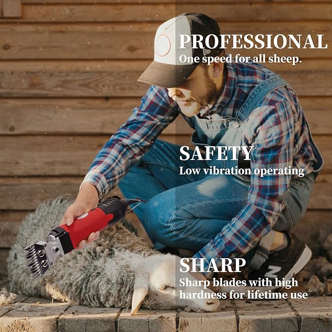 DUCKBOY Electric Sheep Clippers Heavy Duty, Professional 380W Shearing Machine for Sheep, Goats, Cattle Farm Livestock Pet, Large Thick Hair Dogs Grooming Trimmer