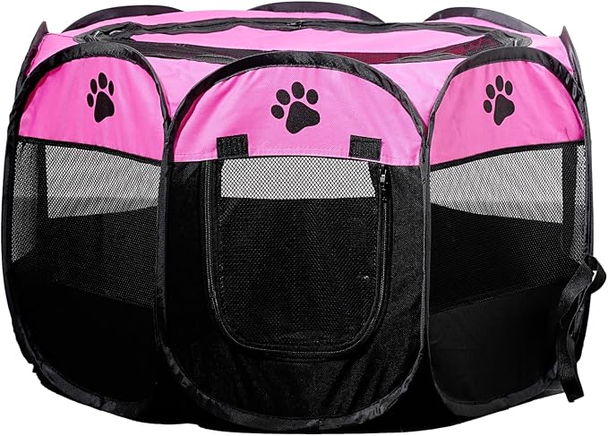 SENCONE Portable Pet Playpen for Cats, Kittens, Puppies, Indoor/Outdoor, S | Pop-Up/Fold-Flat Tent for Storage/Travel • Play & Exercise Pen for Small/Growing Pets • Recovery & Whelping Space • Red
