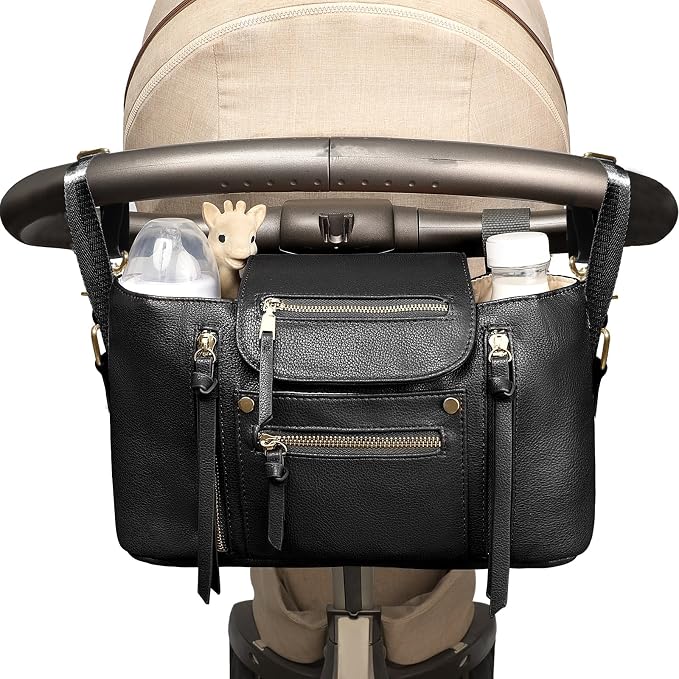 miss fong Universal Stroller Organizer with Insulated Cup Holder Stroller Caddy Baby Storage Bag with Adjustable Strap, Fits for like Uppababy, Baby Jogger, Britax, Umbrella