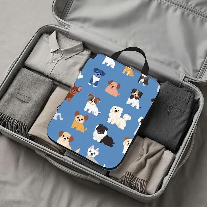 4 Set Compression Packing Cubes for Travel | Dog Various Breeds Cube Storage Organizer For Carry On Expandable Space Saver Packing Bags Travel Essentials