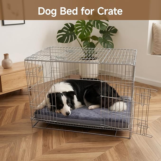Waterproof Dog Crate Bed Pad, Washable Reversible Outdoor Wipeable Dog Bed | Kennel Pet Bed for Small Dogs with Removable Cover, Waterproof, Wipeable, Anti-Slip, Outdoor, Dark Grey