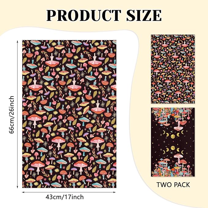 Mushroom Kitchen Towels, 2 Pcs Mushroom Dish Towels, Mushrooms Dish Towels for Kitchen Drying Absorbent, Butterfly Dish Towel Decor Dishcloths Funny Housewarming Gifts for Women