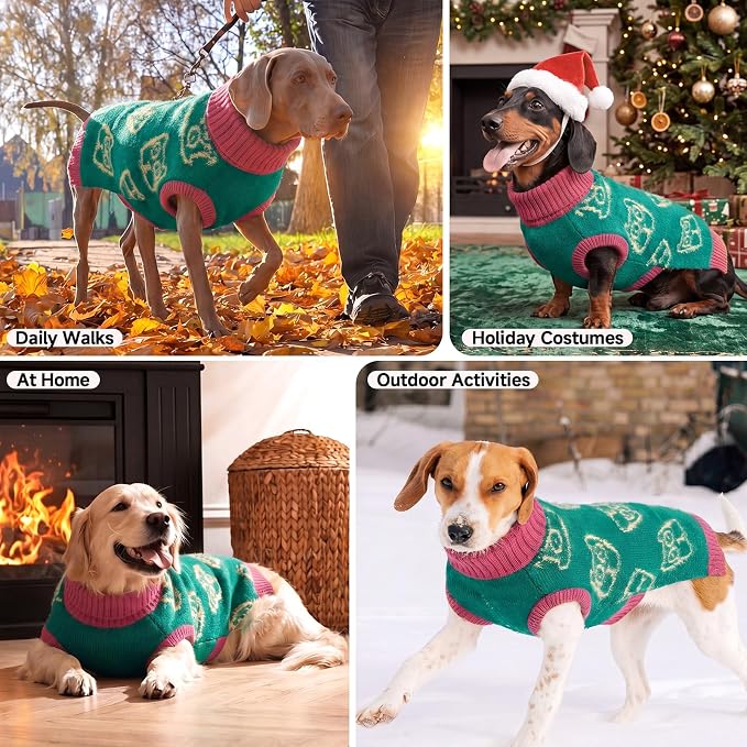 IDOMIK Turtleneck Dog Sweaters for Medium Dogs, Soft Knit Dog Sweater,M | Sleeveless Pet Pullover Sweatshirt, Warm Winter Dog Sweater Medium Size Dog, Cozy Dog Apparel Clothes for Christmas Wear
