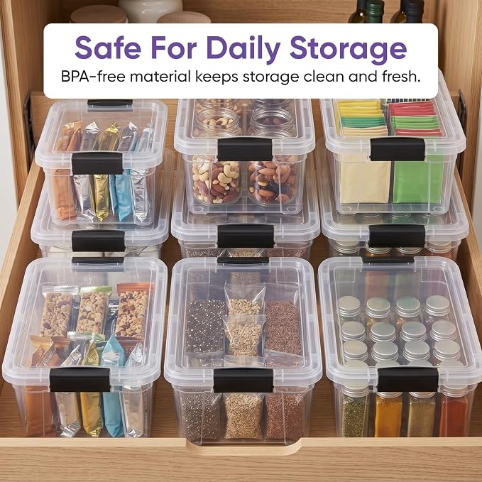 Superio Clear Storage Boxes with Lids, 3.5 Quart Plastic Container Bins for Organizing, Stackable Crates, BPA Free, Non Toxic, Odor Free, Organizers for Home, Office and Dorm, 5 Pack
