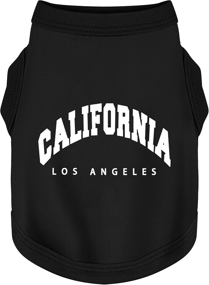 Discover Cozy Cotton Canine Wear: Soft, Lightweight, and Breathable Dog Shirt Vest with Eye-Catching Graphics(California), Keeping Your Furry Friend Warm and Comfy! Black S
