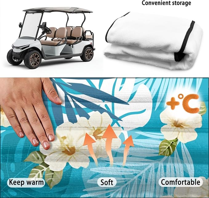 Tropical Golf Cart Seat Covers with Pockets, Universal Golf Towel Blanket for Women Men Club Car Decor