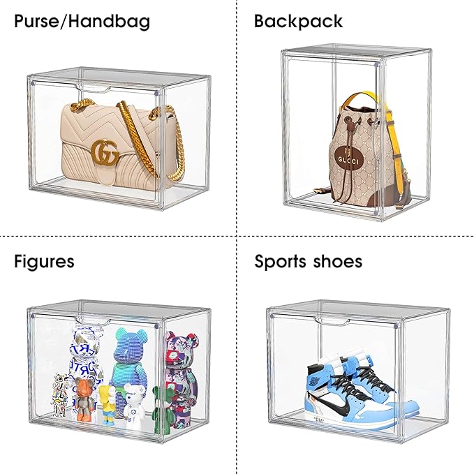 Boot Storage Organizer Tall Boots Boxes 3 Pack Clear Plastic Stackable Boot Organizers and Storage, Shoe Organizer Box, Shoe Bin Container, Acrylic Display Case for Entryway, Closet