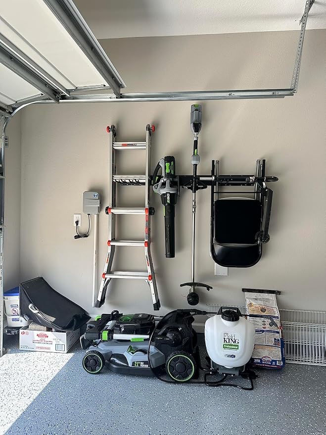 TIDYME Garage Tool Organizer Wall Mount - 48 inches - Sturdy Storage Rack with Adjustable Hooks, Anti-Rust - Easy Installation, 300lbs Capacity - Garden Tool Organizer (03 Racks & 06 Hooks) | 300 lbs, anti-rust carbon steel, garden tool organizer & sto...