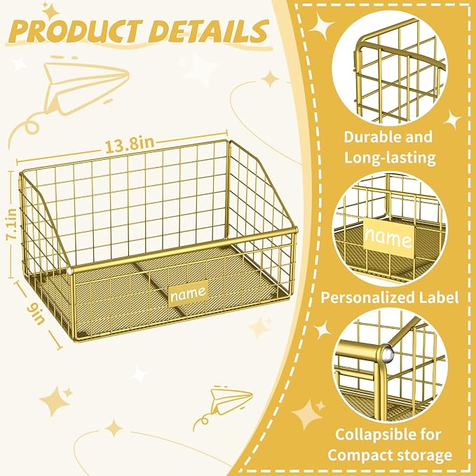 Kaiferty Indestructible Dog Toy basket, Small Toy Box for Dogs, Pet Toy Bin Dog Metal Basket for Toys, Toy Storage Organizer, Cat Toy Box for Living Room Area(Gold)