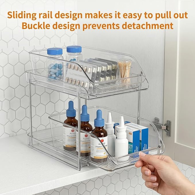3-Tier Vitamin Storage Organizer, Organizer for Vitamin Bottles And Medicine Bottle, Vitamin Bottle Organizer for Countertop, Bathroom Cabinet Storage Items Are Clearly Visible