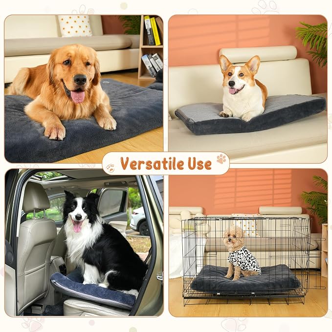 EMPSIGN Stylish Dog Bed Mat Dog Crate Pad Mattress Reversible (Cool & Warm), Water Proof Linings, Removable Machine Washable Cover, Firm Support Small to XX Large Dogs, Grey,XL(41''''*28''''*3'''') | Reversible(Cool & Warm), Waterproof Linings, Removab...