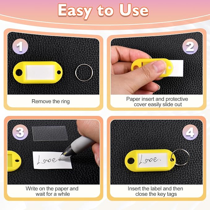 70 PCS Assorted Colors Plastic Key Tags with Labels with Ring and Label Window, Writeable Key Label Tags for USB Drive, Keys Identifiers for Name, Pets Id Tag, Small Luggage Tag