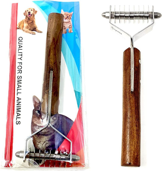 Pet Grooming Tool - Undercoat Rake for Cats & Dogs - Premium Trimmer Coat King Blade - Safe Dematting Comb for Easy Mats & Tangles Removing - No More Nasty Shedding and Flying Hair (8 Blade)