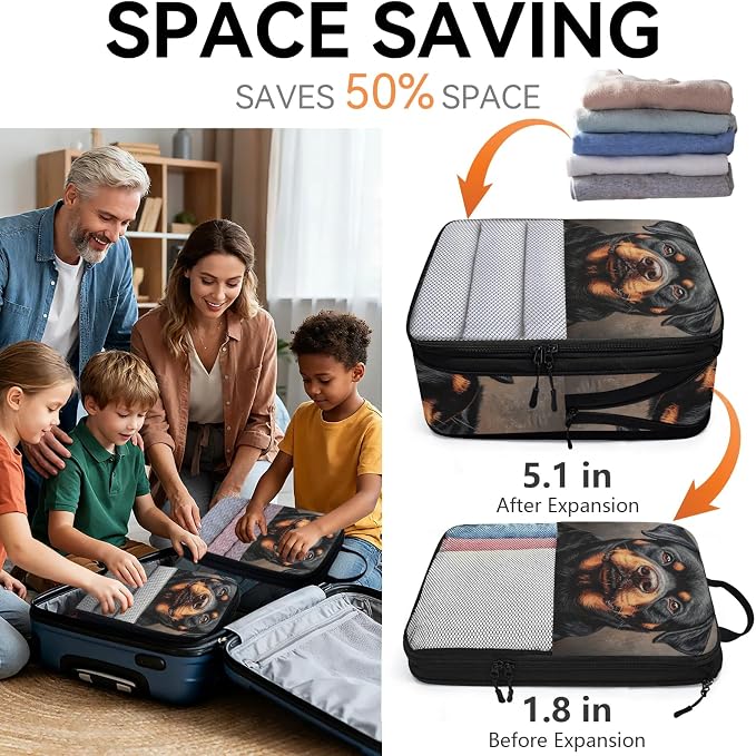 TropicalLife Bernese Dog 6 Set Compression Packing Cubes | Funny Pets Travel Accessories Expandable Packing Organizers Space Saver Bags for Organizing Clothes