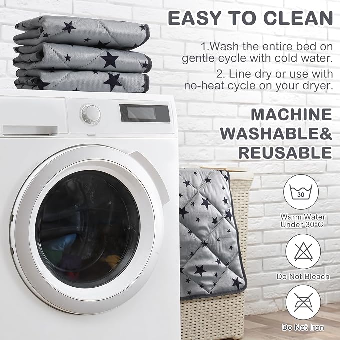 4 Pack Self Warming Cat Bed Self Heating Cat Mat Star Pattern Soft Dog Crate Pad Thermal Pet Mat Anti Slip Kennel Dog Washable Warming Bed for Outdoor Indoor(18 x 18 Inch,Gray)