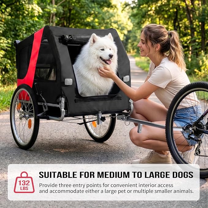 Ktaxon 2-in-1 Pet Bike Trailer, Heavy Duty 132lbs Load Capacity Foldable