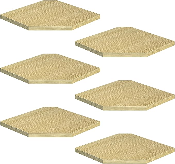 Corner Shelf Wall Mount, Floating Corner Shelves, Set of 6 Corner Wall Shelf Organizer, Rustic Wood Wall Storage Display Shelves for Living Room Bedroom Bathroom Kitchen, Rustic Brown, Oak