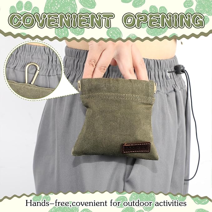 Windyun 3 Pcs Dog Treat Pouch Hand Free Dog Treat Bags Training Pouch with Auto Closure and Metal Buckle Dog Walking Bag Dog Treat Holder Dog Snack Pouch Small Food Dispenser for Pet Puppy Travel