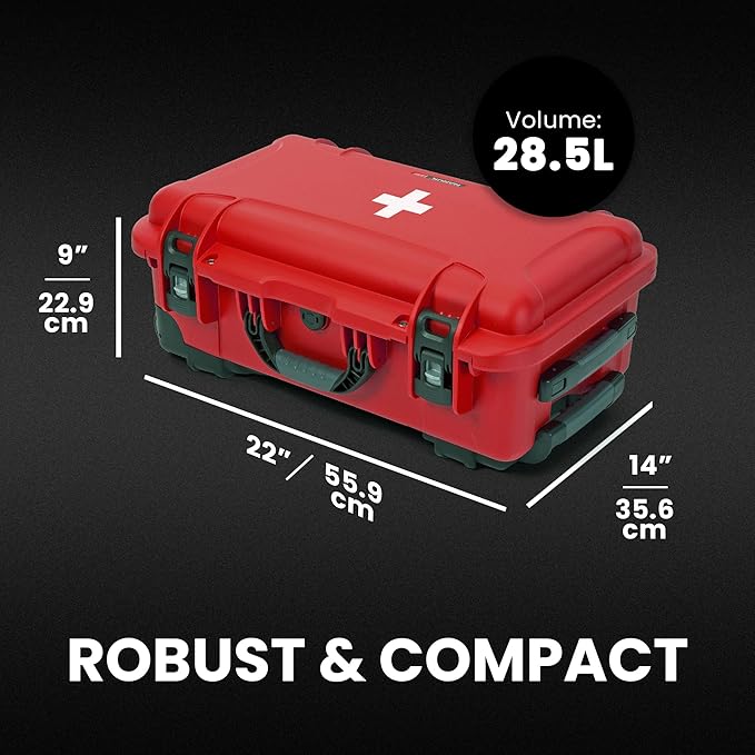 NANUK 935 Wheeled Waterproof First Aid Box Empty – Durable, Medical First Aid Organizer Case, IP67-Rated, Dustproof, Impact-Resistant, and Floats (20.5” x 11.3” x 7.5”) – Red | Floats (20.5' x 11.3' x 7.5'), Medical Organizer Case, IP67-Rated