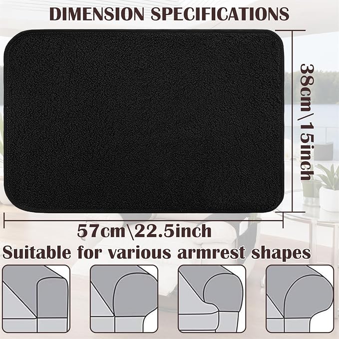 Sherpa Fleece Armrest and Headrest Covers with 2 Pockets | Soft fleece with nonslip silicone backing helps protect leather and fabric furniture from pet scratches machine washable