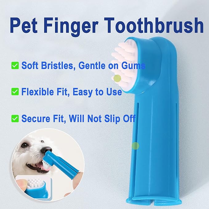 9-Piece Dog Tooth Brushing Kit, Pet Dental Hygiene & Grooming Set for Dogs and Cats, Includes Dual-Head Toothbrush, Finger Brushes, Tongue Scraper and Tear-Stain Grooming Brush