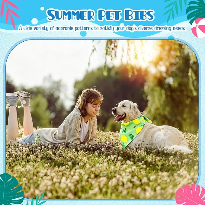 Sanwuta 60 Pcs Summer Bandana for Dog Fruit Dog Bandanas Bulk Adjustable Pet Bibs Triangle Scarf Cat Costume for Small to Large Pet