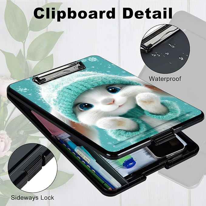 Heavy Duty Storage Clipboard, Slim Nursing Clipboard with Internal Pen Case, Portable File Organizer Case for A4 Letter Size Paper Office Medical Professionals, Green Clothes Rabbit